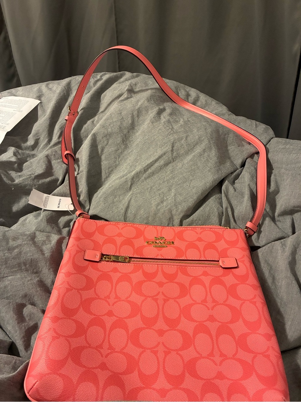 NWT-COACH Signature Rowan File Bag-Pink Lemonade C1554